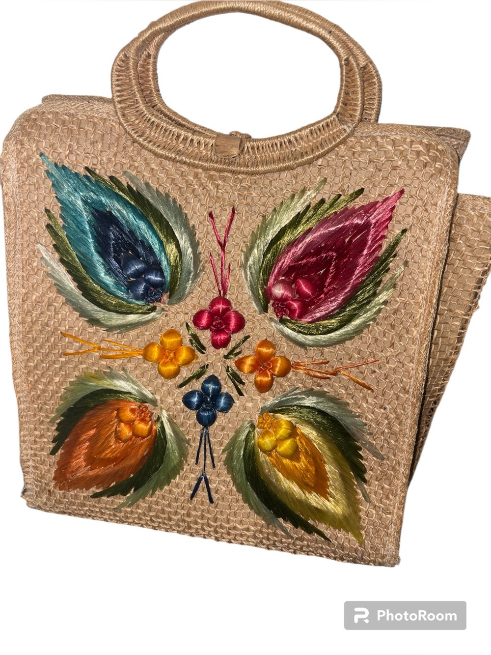 Vintage Woven Tote Purse Bags By Cabana 1960s Raffia Bag Top Handle Philippine